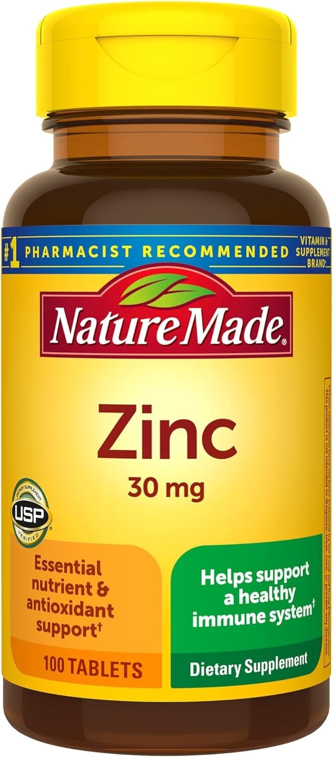 Nature Made Zinc 30 mg Dietary Supplement Immune Health and Antioxidant 100 Tabs