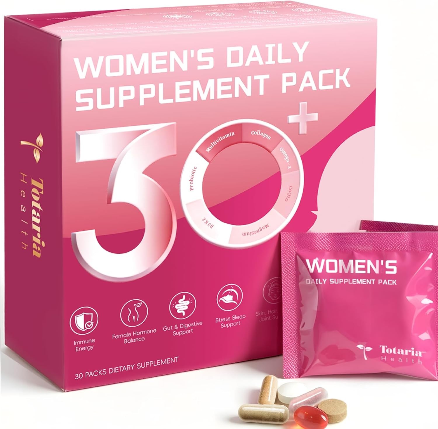 Totaria Multivitamin for Women w/Vitamin A,B,C,D3,E,K2,Biotin,Collagen,Magnesium