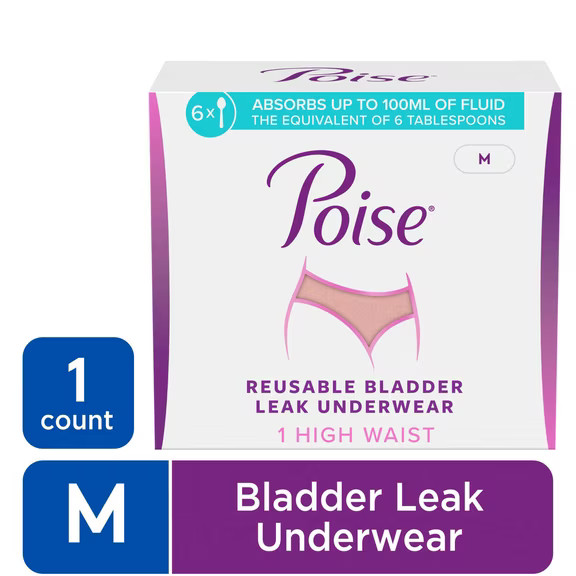 Poise Washable Adult Incontinence Underwear for Women, Reusable, Light Absorbenc
