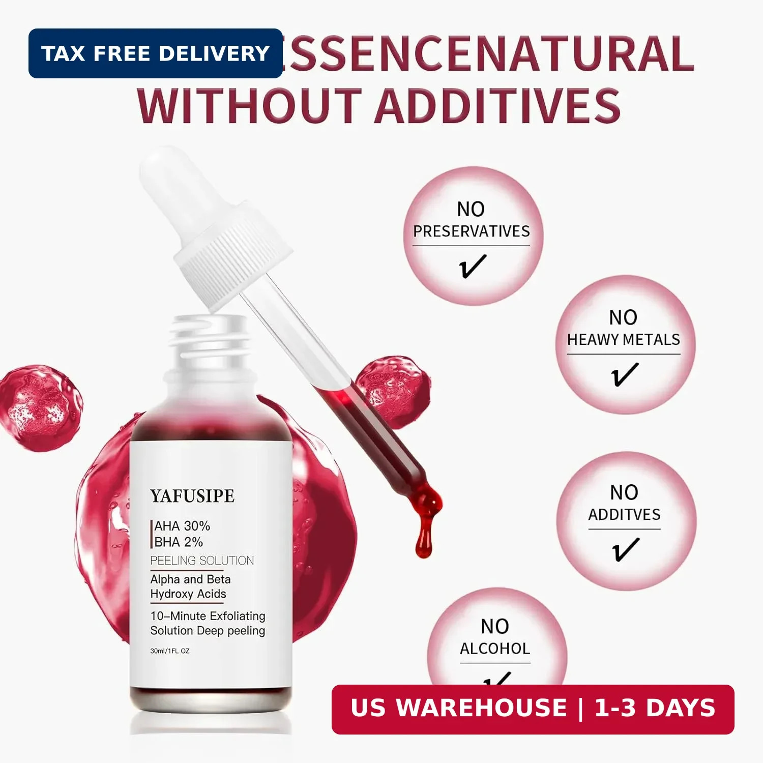 AHA 30% + BHA 2% Peeling Solution Exfoliating Chemical Skin Peel for Face at Hom