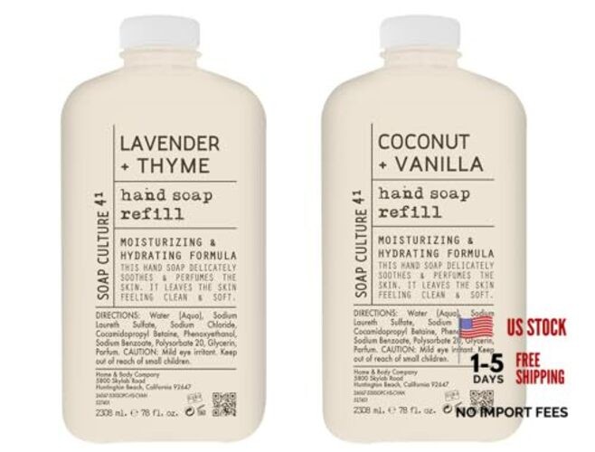 Soap Culture Hand Soap Refill 2-Pack (78oz Each) – Lavender & Thyme + Coconut