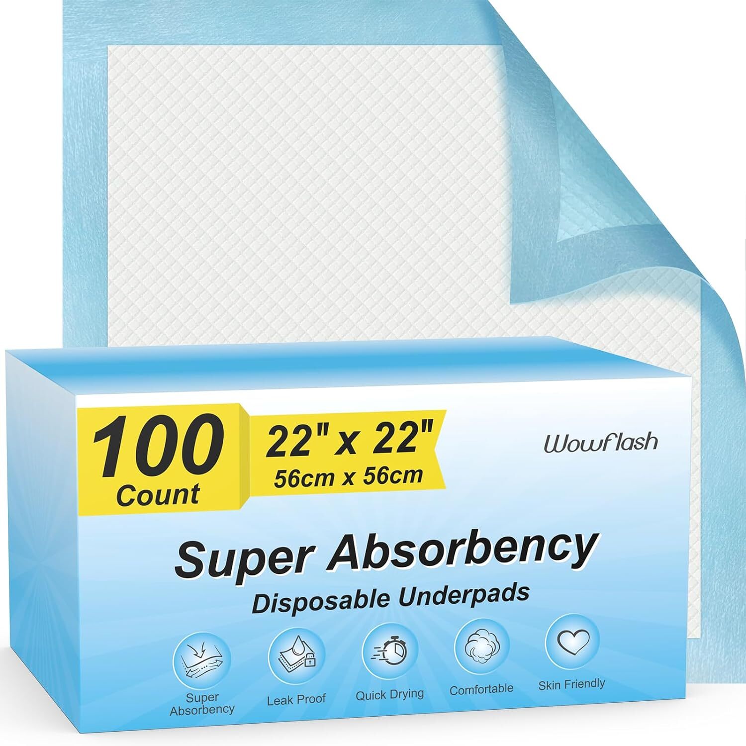 50 Count 30” X 36” Super Absorbency Disposable Underpads, Leakproof Quick Drying