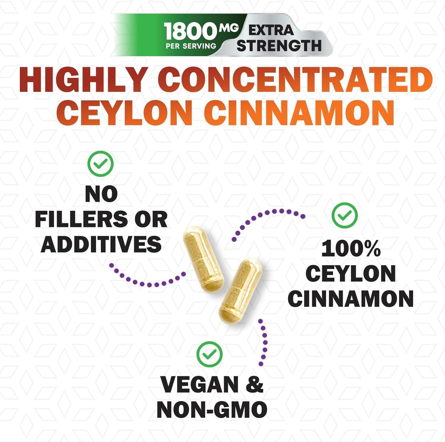 Organic Ceylon Cinnamon Supplement 1800mg Certified Organic Ceylon Cinnamon Pill