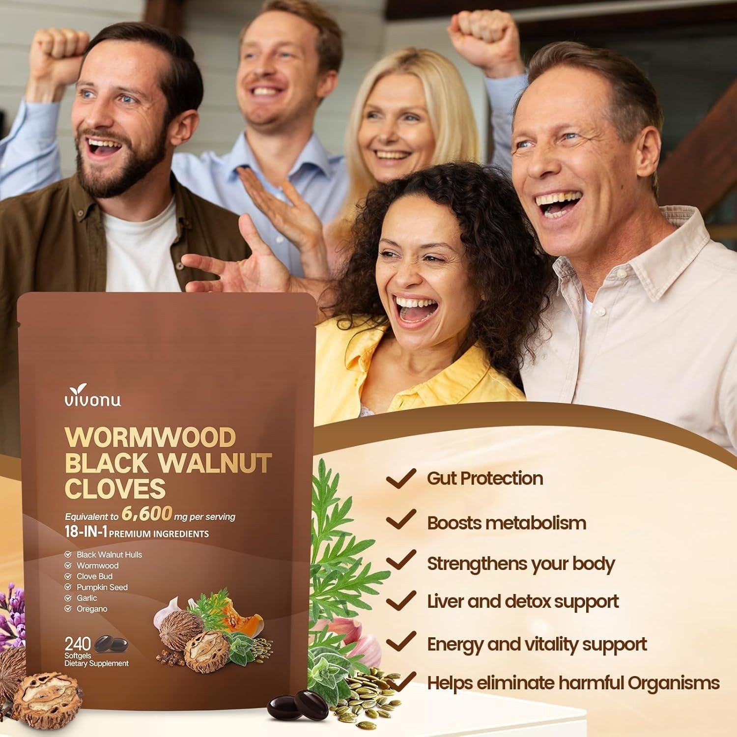 Digestive Support Softgels – 240 Easy-to-Swallow Capsules, 80-Day Detox