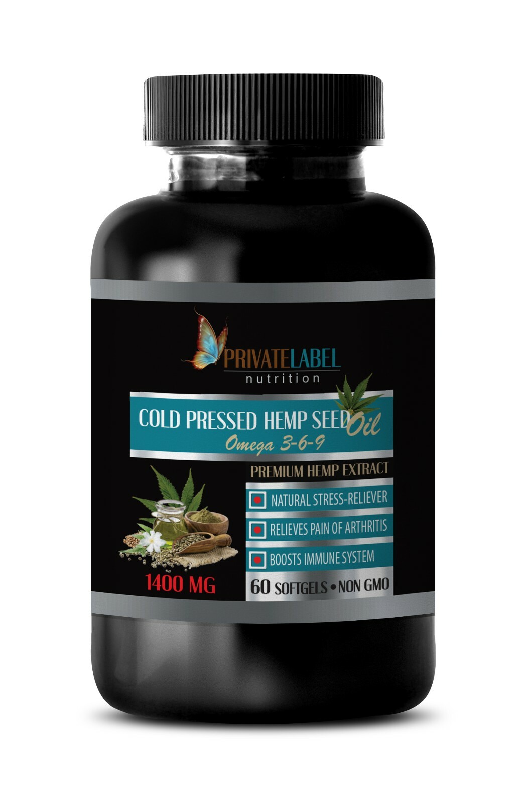 hemp oil capsules – ORGANIC HEMP SEED OIL 1400mg – hemp seed oil softgels -1 Bot