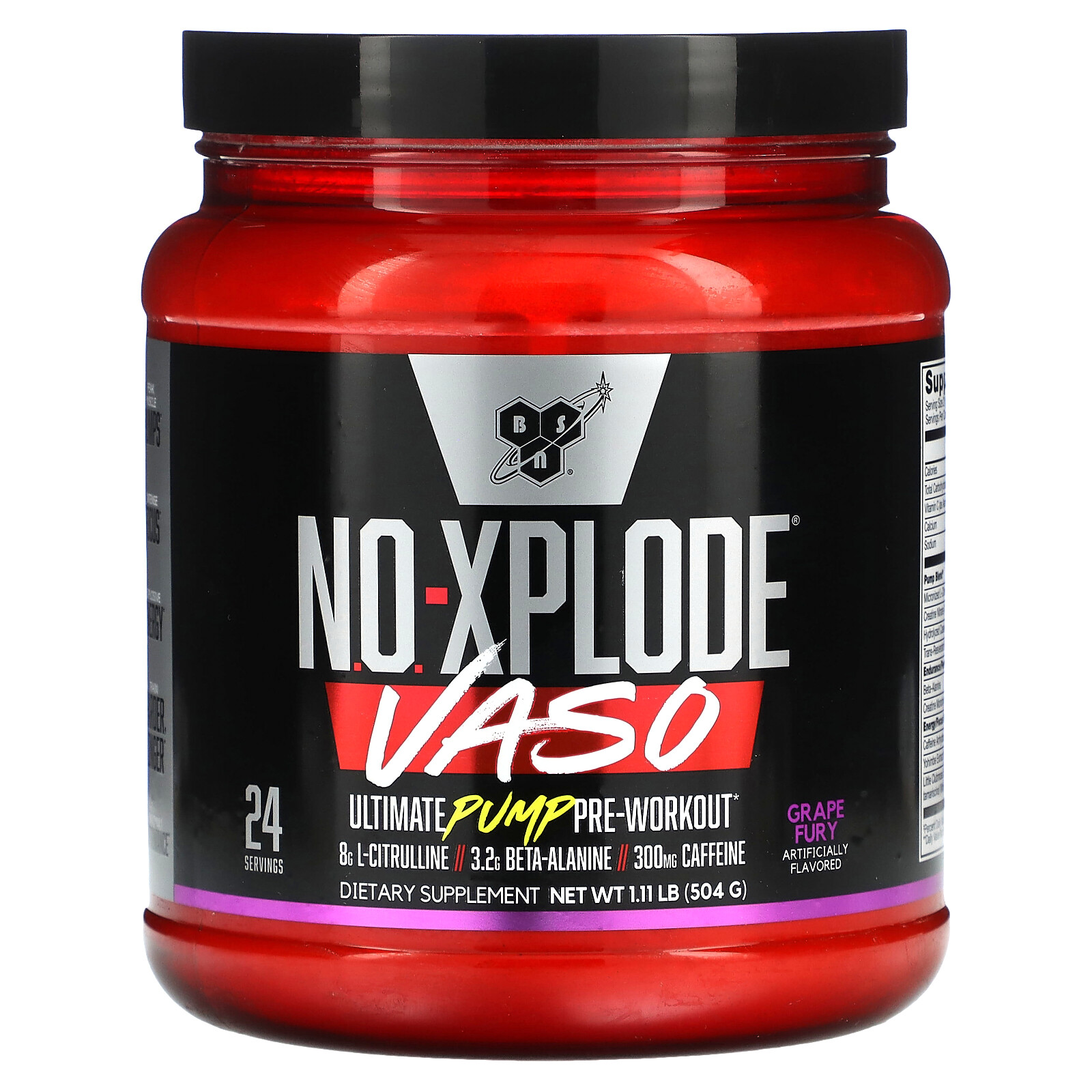 No-Xplode VASO, Ultimate Pump Pre-Workout, Grape Fury, 1.11 lb (504 g)