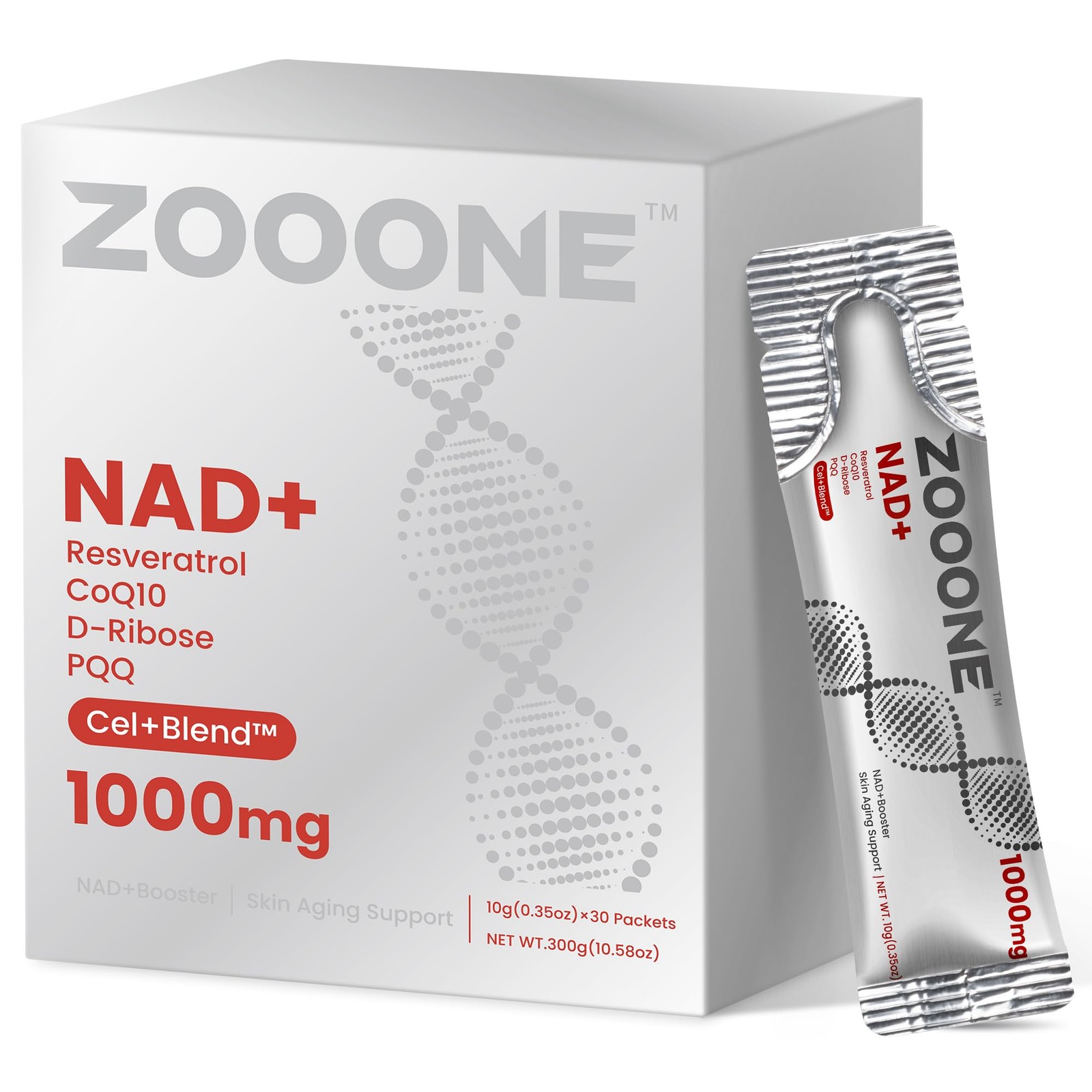10 boxes zooone NAD+ 1000mg Liquid Packets Supplement – Premium Nicotinamide