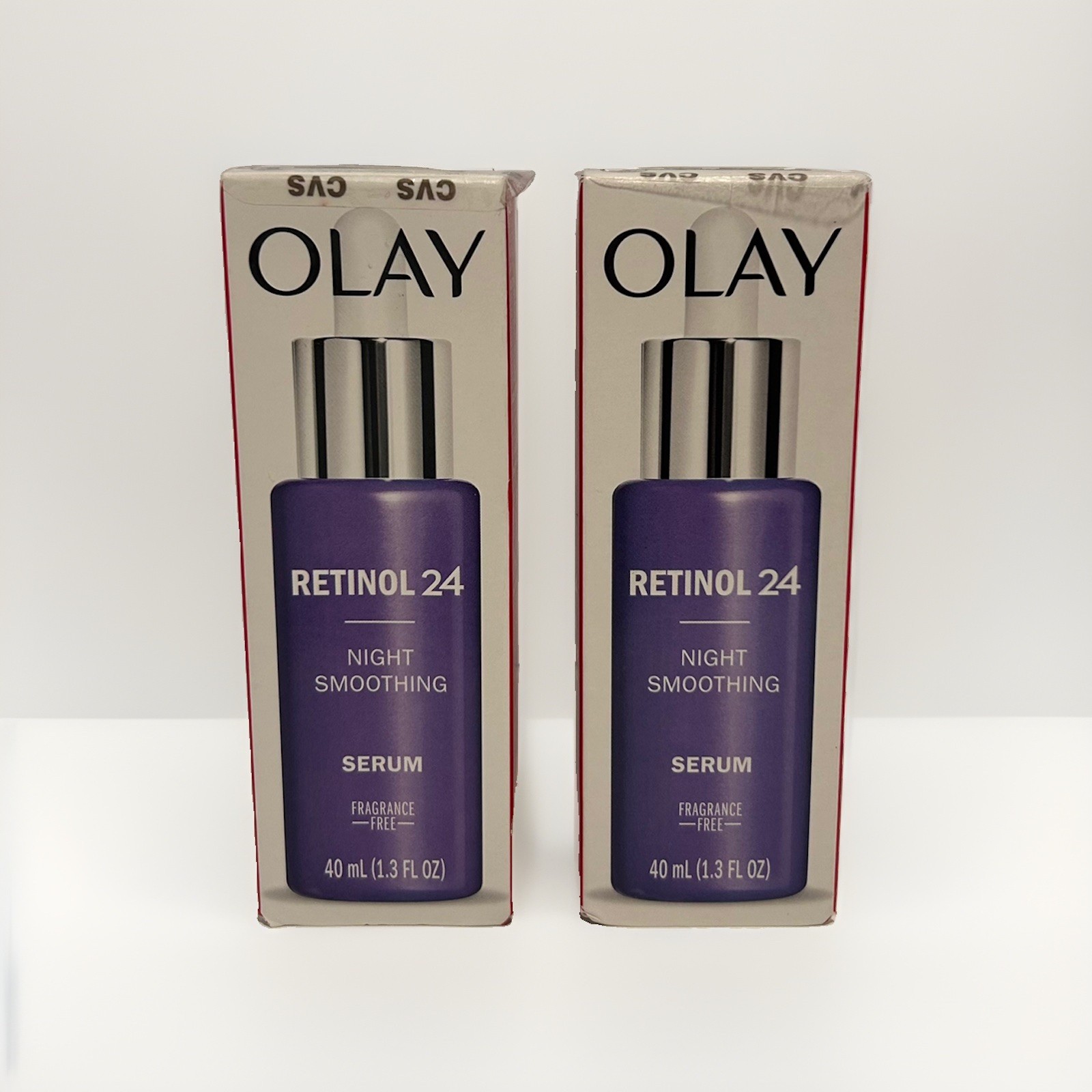 2 pack Olay Retinol 24 Night Smoothing Serum Fragrance Free Full Size