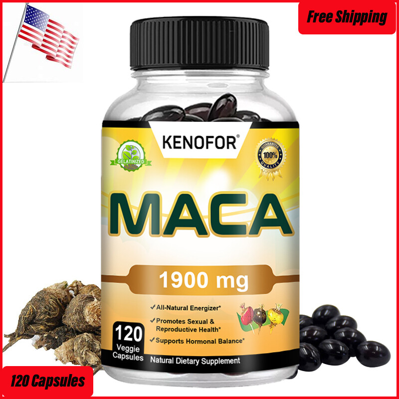 Organic Maca Root Capsules | 120 Capsules Peruvian Maca Extract for Men & Women