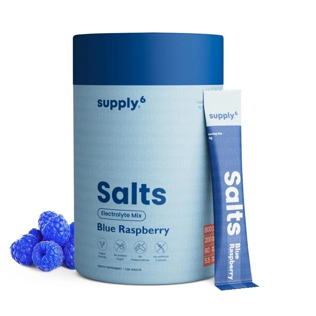 Supply6 Salts | Electrolyte Mix | Zero Added Sugar (36 Servings, Blue Raspberry)