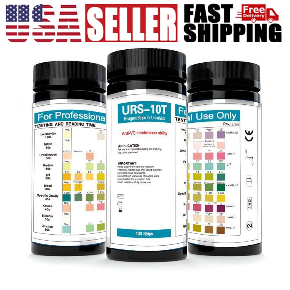 100 Strips URS-10T Reagent Urinalysis Strips 10 Parameters Urine Test Strips USA