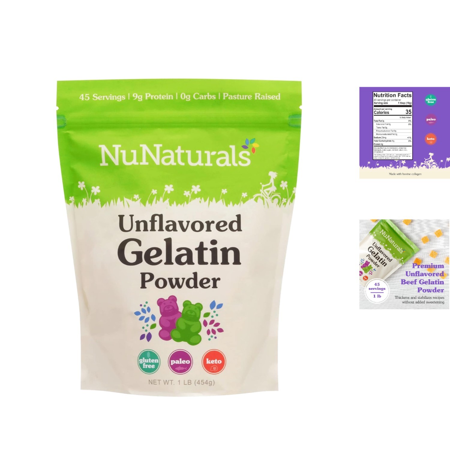 Natural Unflavored Gelatin Powder, 1 lb – No Additives, Health-Boosting Protein