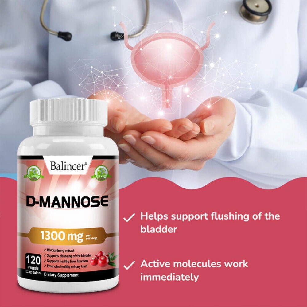 D-Mannose with Cranberry Extract -Long Term Bladder & Urinary Wellness Capsules