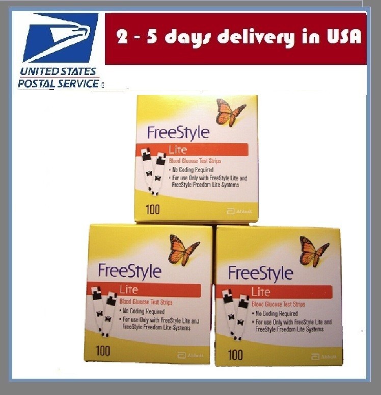 300 strips FreeStyle Lite Blood Glucose Diabetic 3×100 Test Strips 2027