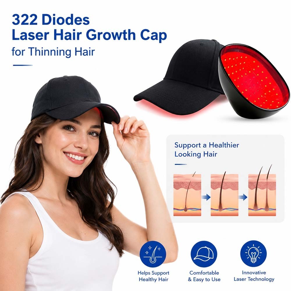 322 Diodes Laser Hair Growth Cap Red Blue Light Therapy for Thinning Hair Loss