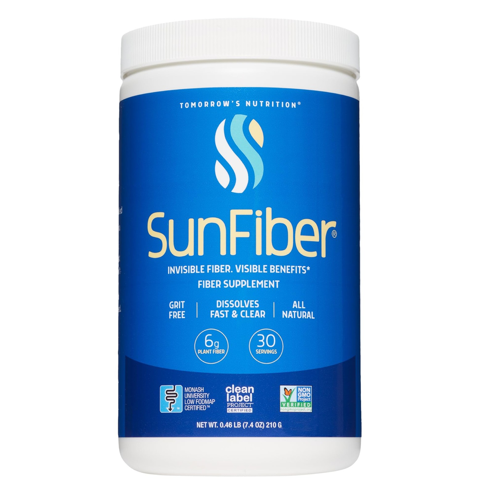 Tomorrow’s Nutrition, Sunfiber, Prebiotic Fiber 7.36 Ounce (Pack of 1), White