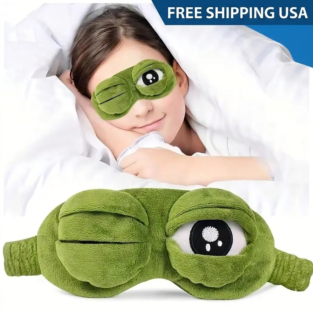3D Frog Sleep Mask Soft Cartoon Eye Shade Travel Blindfold for Men Women
