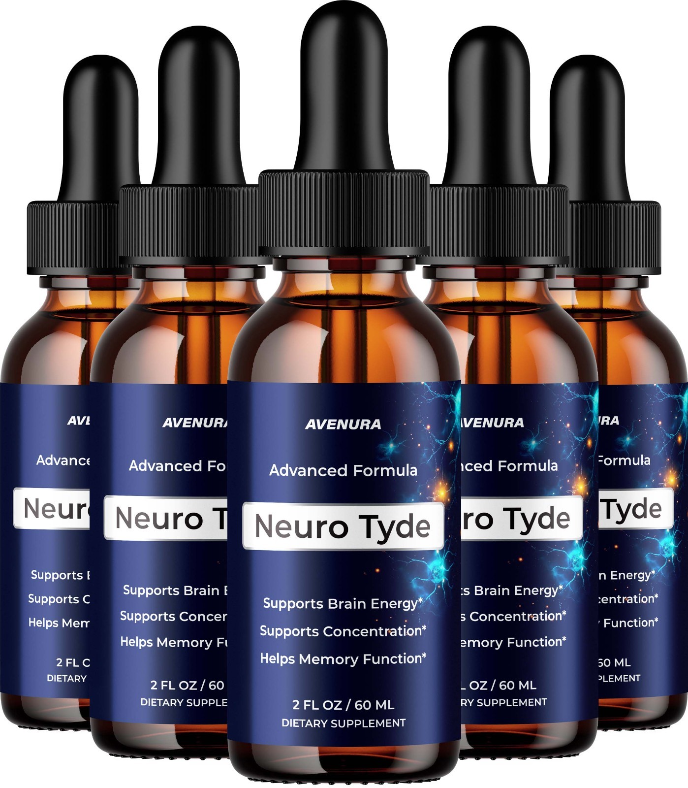 (5 Pack) Neuro Tyde Liquid Drops – Neuro Tyde Memory Focus Brain Support