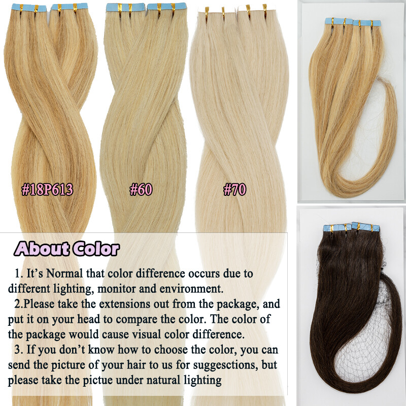 60PCS 150G Tape In Real Human Hair Remy 100% Seamless Skin Weft Thick Full Head