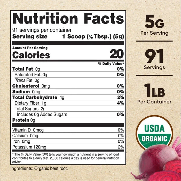 Nutricost Beet Root Powder Organic 1 LB – Certified USDA Organic – EXP 03/2027