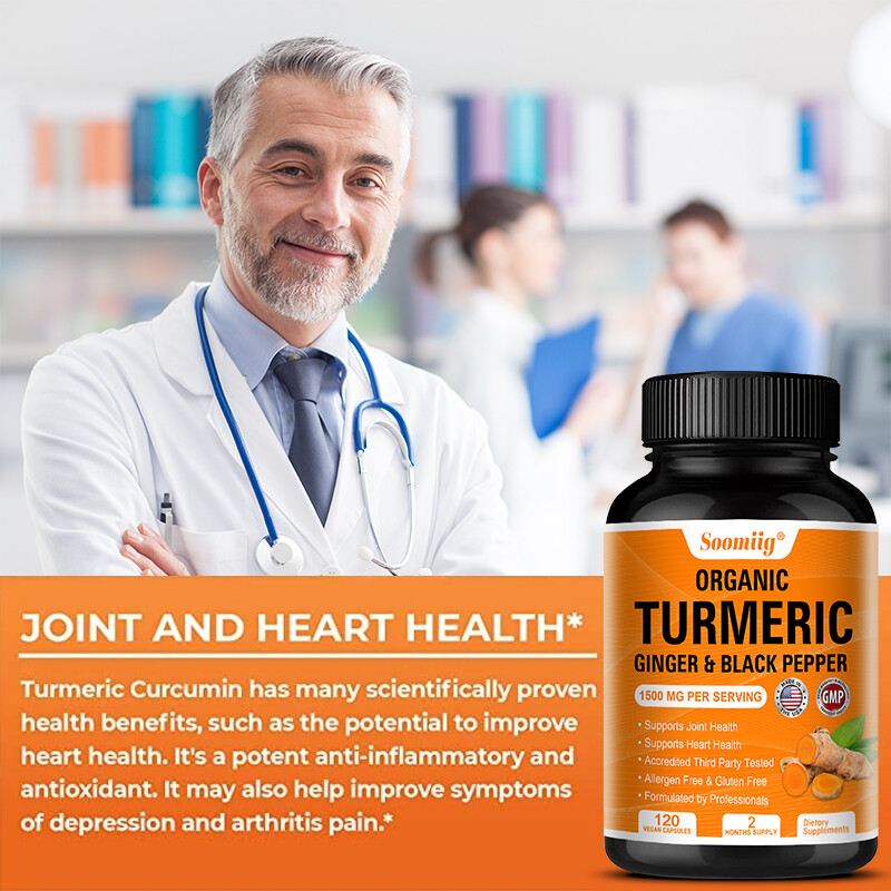 Turmeric Curcumin with Ginger & Black pepper 1500mg Triple Strength 120 Capsules