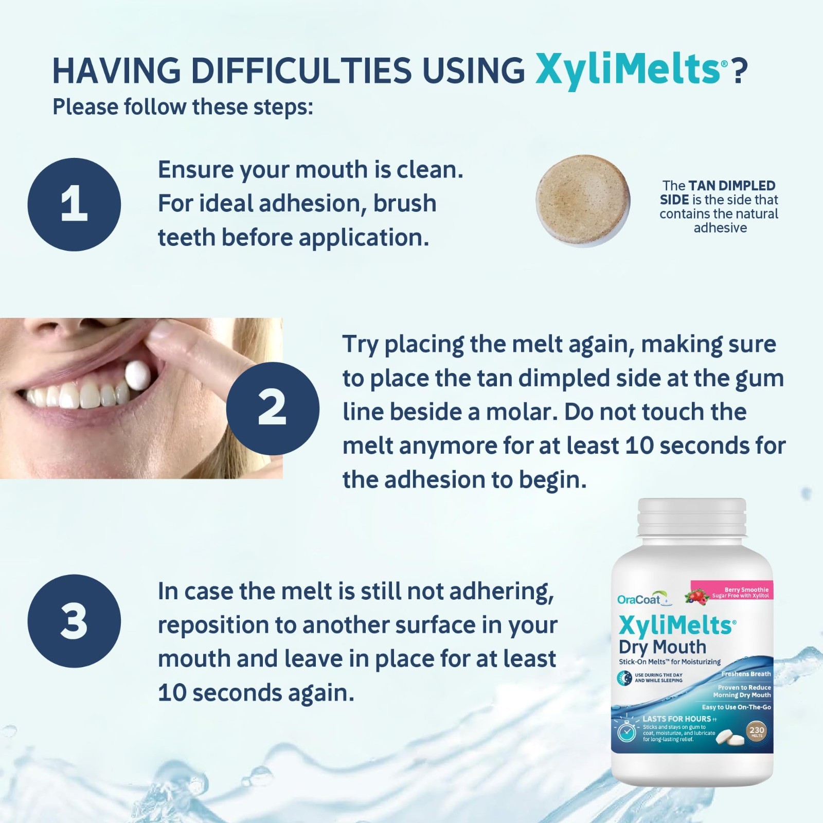 230 Ct Oracoat XyliMelts for Dry Mouth Night Time or Day, Berry Smoothie Flavor.