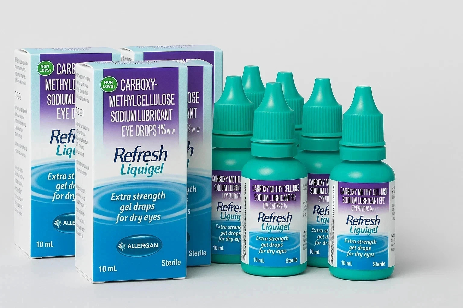 Refresh Liquigel Eye Drops 10ml x 5 | Dry Eye Lubricant Gel | LONG EXPIRY