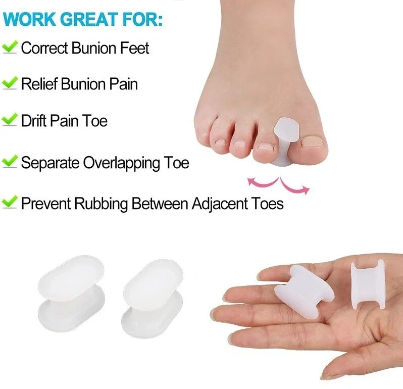 4PCS Silicone Soft Gel Toe Separator Bunion Toes Spacer Orthotics Pain Relief