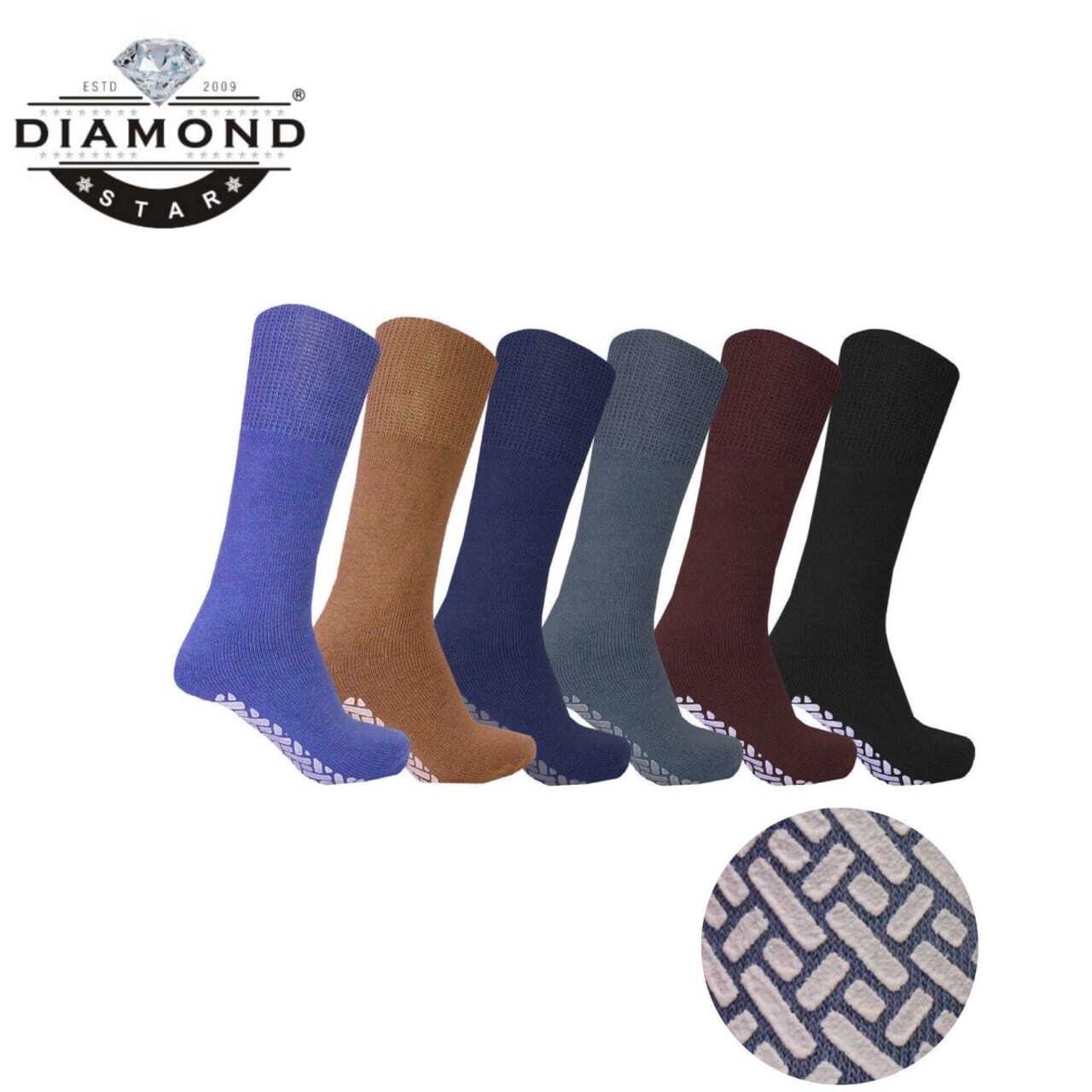 Men’s Women’s Non-Skid Diabetic Cotton Crew Socks with Non Binding Top 3-6 Pairs