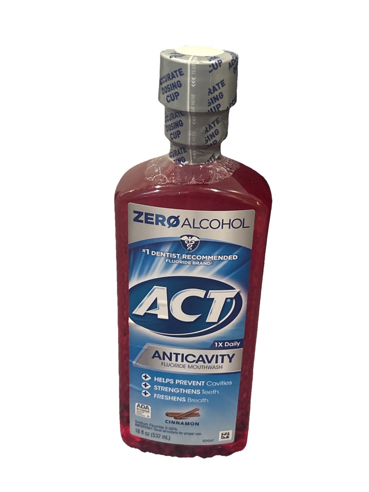ACT Anticavity Fluoride Mouthwash With Zero Alcohol, Cinnamon, 18 Fl Oz