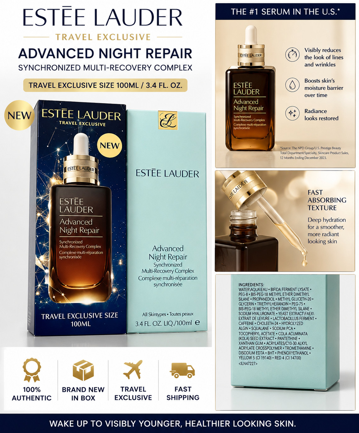 Estee Lauder Advanced Night Repair Synchronized Multi Recovery Complex 100ml New