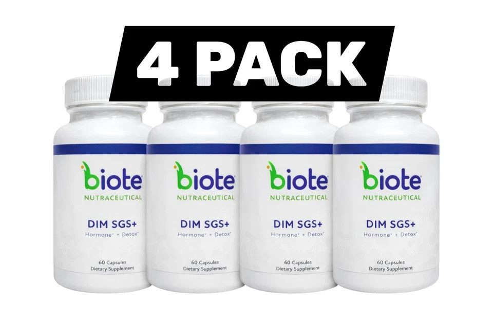 4 PACK Biote DIM SGS Plus Hormone and Detox Support 60 Capsules New Sealed