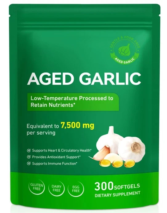 Best Aged Garlic Extract, 300 Softgels, 7500mg Odorless | Heart & Immune Pack 1