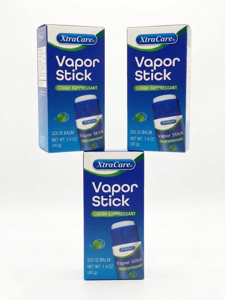 XtraCare Vapor Stick Cough Suppressant Solid Balm 1.4 oz Pack of 3 Cold Relief