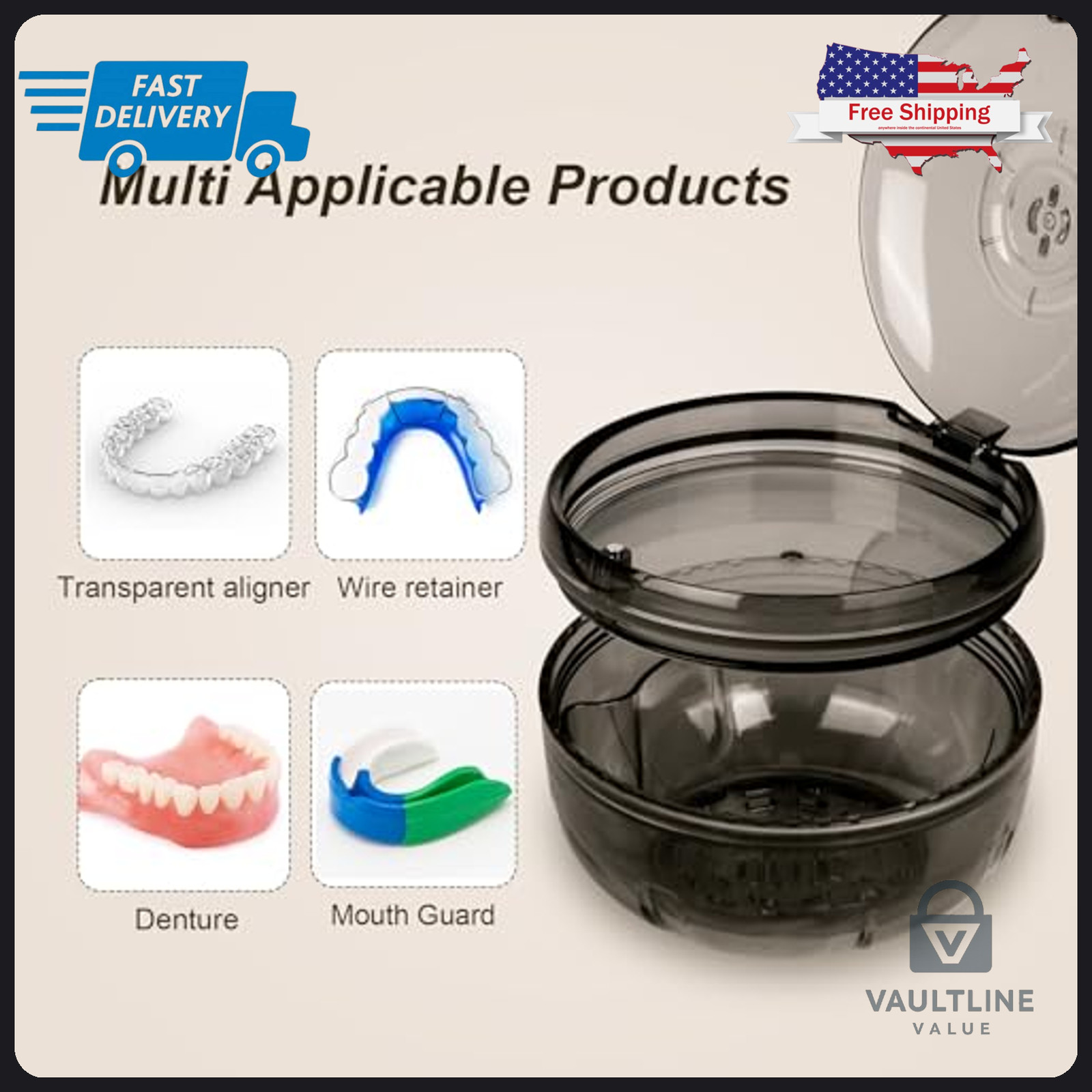 Retainer Cleaning and Storage Case with Ventilation Holes