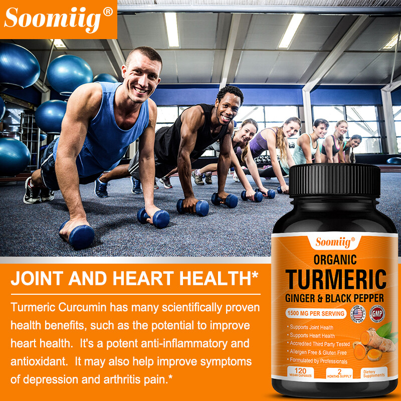 Turmeric Curcumin with Ginger & Black pepper 1500mg Triple Strength 120 Capsules