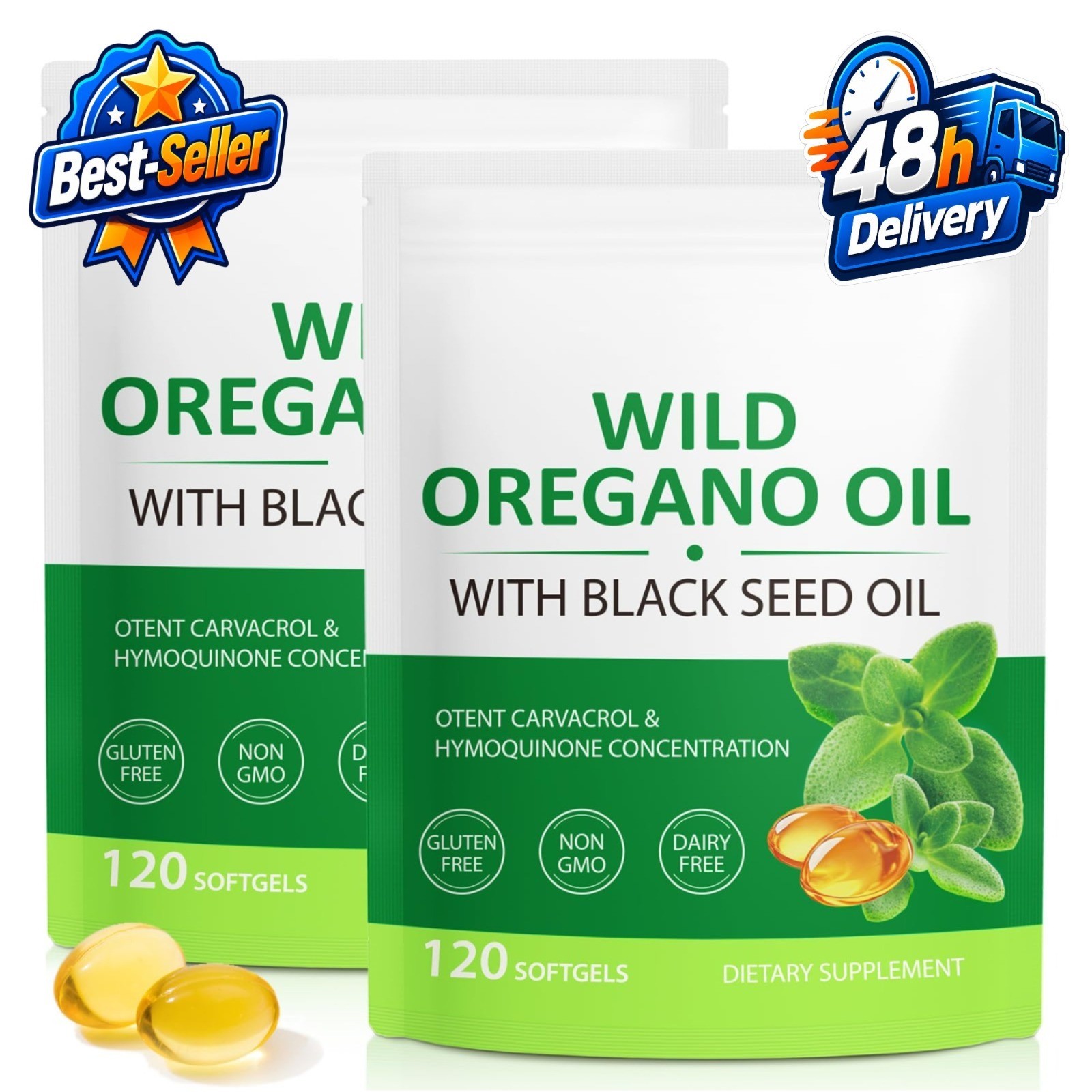 Oil of Oregano Softgels 6000mg with Black Seed Oil 240 Count