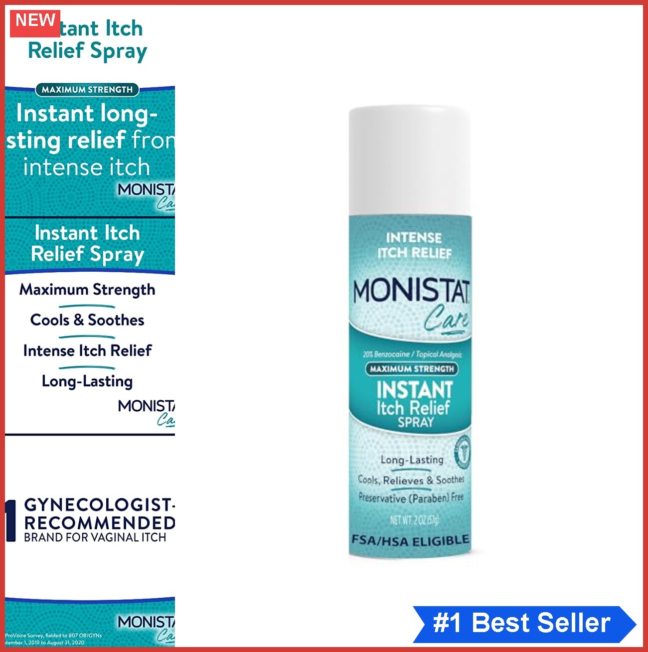 Feminine Itch Relief Spray 20% Benzocaine 2 Oz Vaginal Anti-Itch Maximum