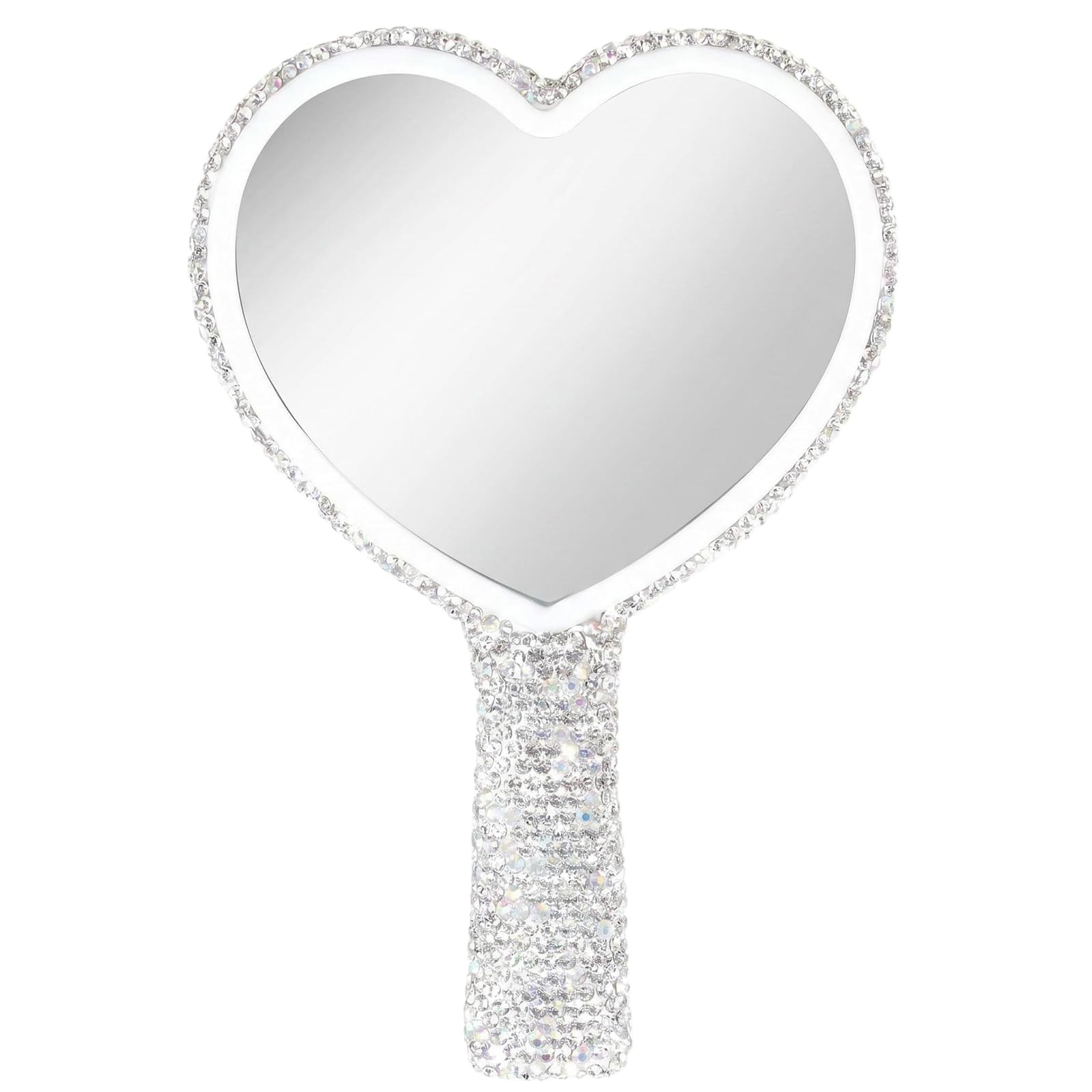 TUPWELY Heart Shaped Rhinestone Handheld Mirror with Handle, 6.3 x 3.54 Inch …
