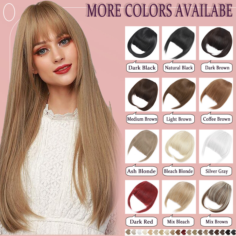 Neat Bangs Clip in on Fringe Hair Extensions Thick Thin As Human Front Hairpiece