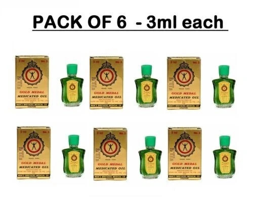 6 X Gold Medal Oil 3ml Medicated Oil From Singapore – Handy remedy FREE SHIPPIN