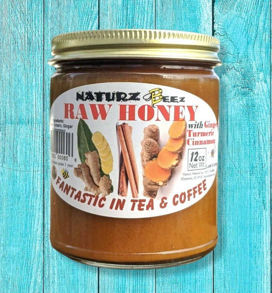 GINGER TURMERIC CINNAMON RAW HONEY 12oz 340g 100% PURE HONEY