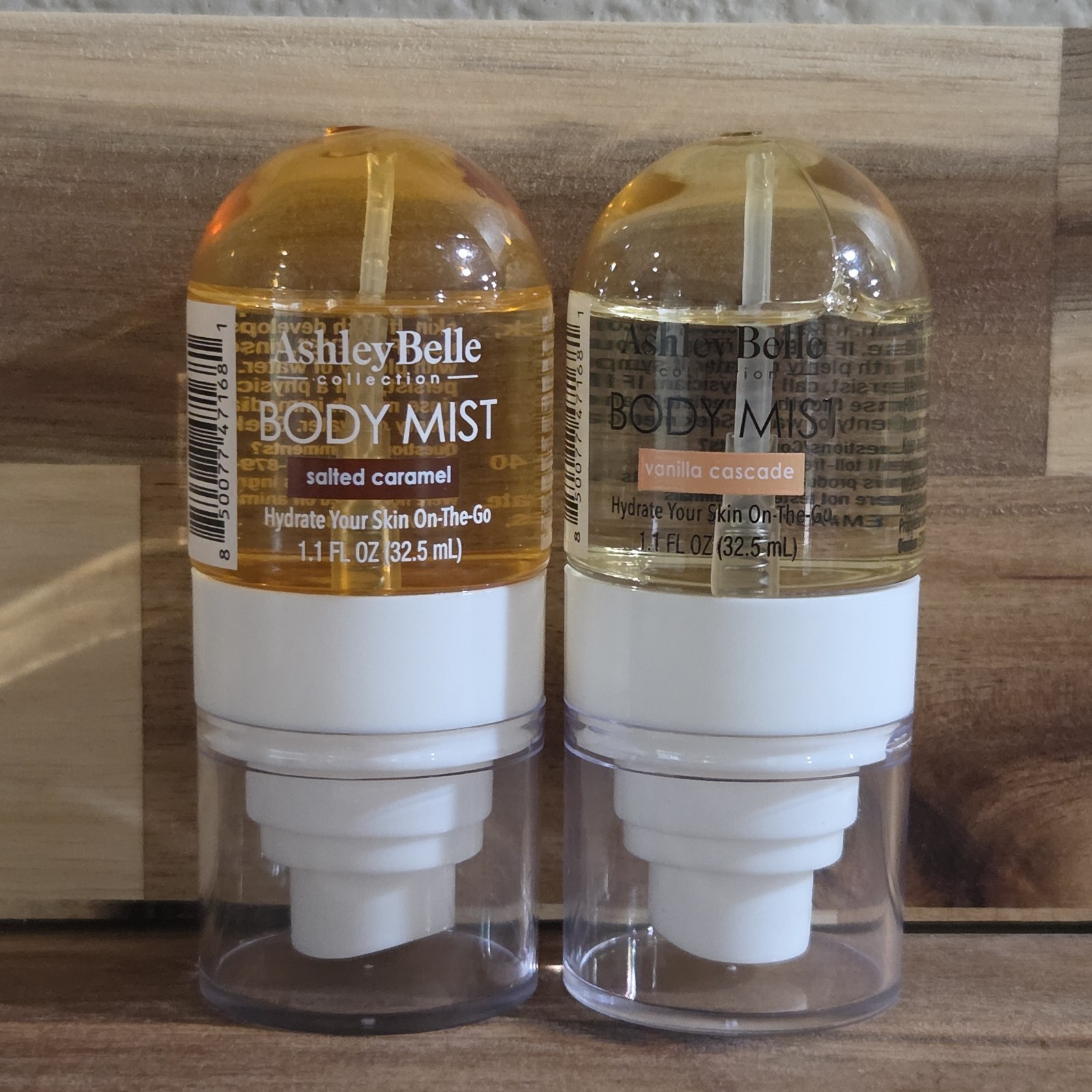2x Ashley Belle Body Mist Salted Caramel And Vanilla Cascade Spray