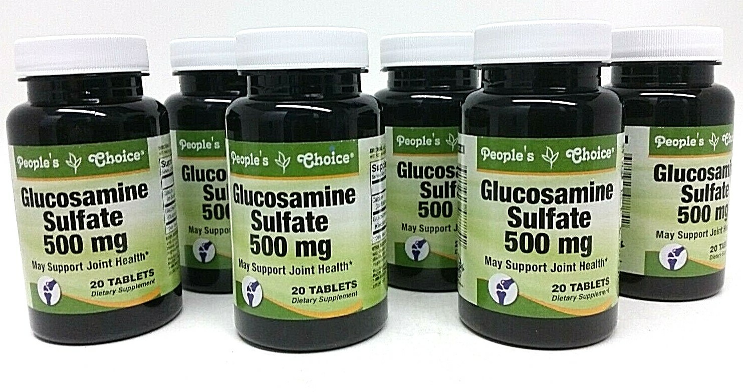 LOT 6 GLUCOSAMINE SULFATE 500 mg DIETARY SUPPLEMENT Joint 20 Tablets Each Bottle