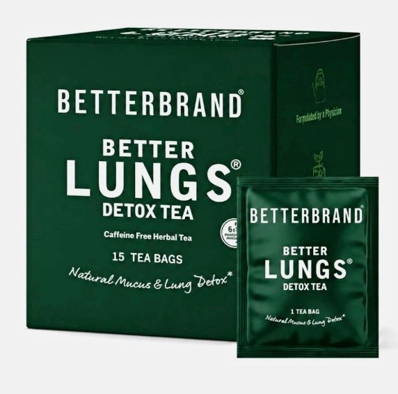 Betterbrand Better Lungs Detox Tea, Caffeine Free Herbal Lung Support Tea, 15 Te