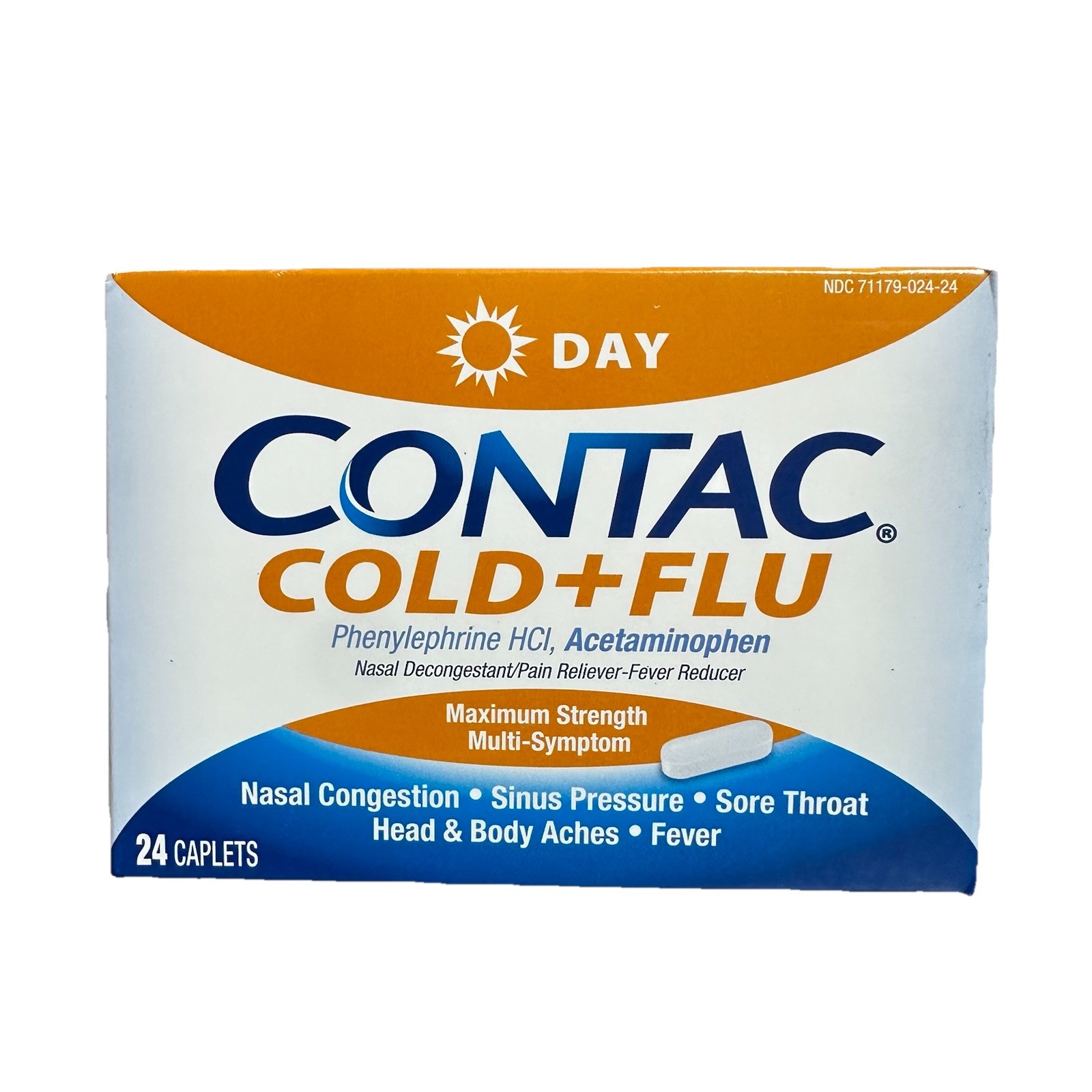 Contac Day Cold + Flu Multi Symptom Medicine 24 Caplets Non-Drowsy EXP: 06/27 ☀️