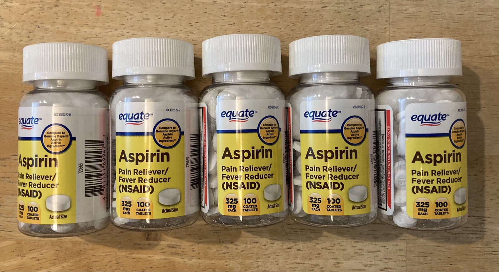 EQUATE 5 ASPIRIN 325 MG (100×5) 500 TOTAL PAIN RELIEVERS