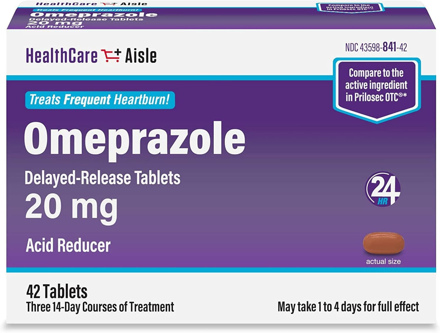Omeprazole 20mg Delayed-Release Tablets 42 Ct Acid Reducer Treats Heartburn