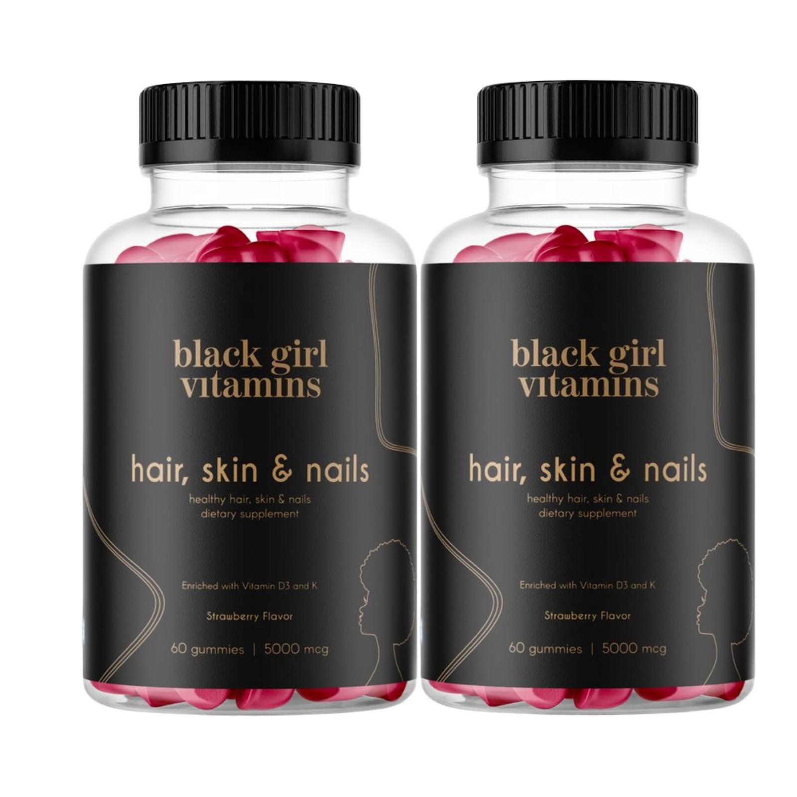 2-Pack Black Girl Vitamins Hair, Skin & Nails Support Gummies – 120 Gummies