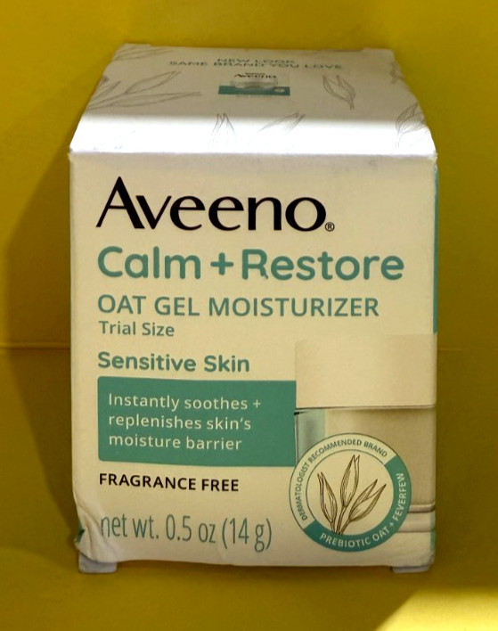 Aveeno Calm + Restore Oat Gel Face Moisturizer 0.5 oz Trial Size no date